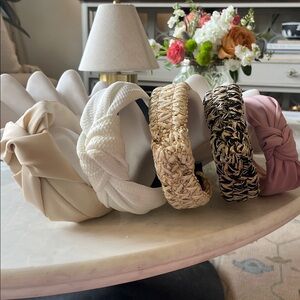 Stylish Women's Headbands - Pink, Black Raffia, Natural Raffia White, and Cream